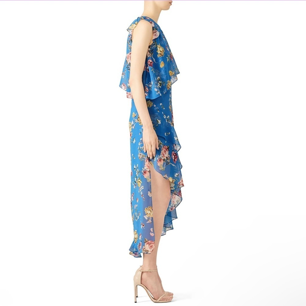 Slate and Willow Blue Floral Asymmetrical Maxi Dress Size 8 - Picture 3 of 8